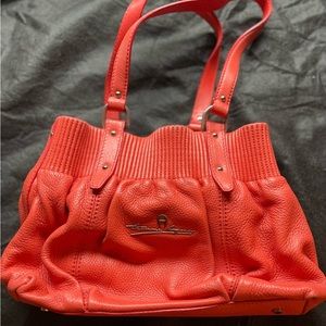 Etienne Aigner Vintage Orange Leather Handbag Purse